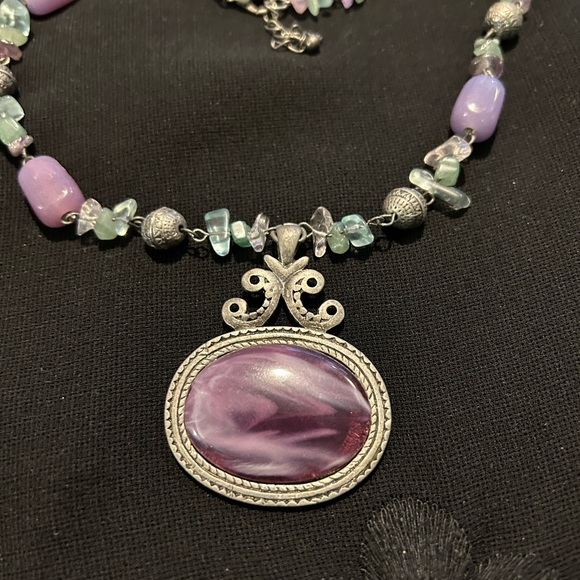 VTG Beautiful Fairycore Grunge Stone and silver metal choker. - Picture 2 of 8